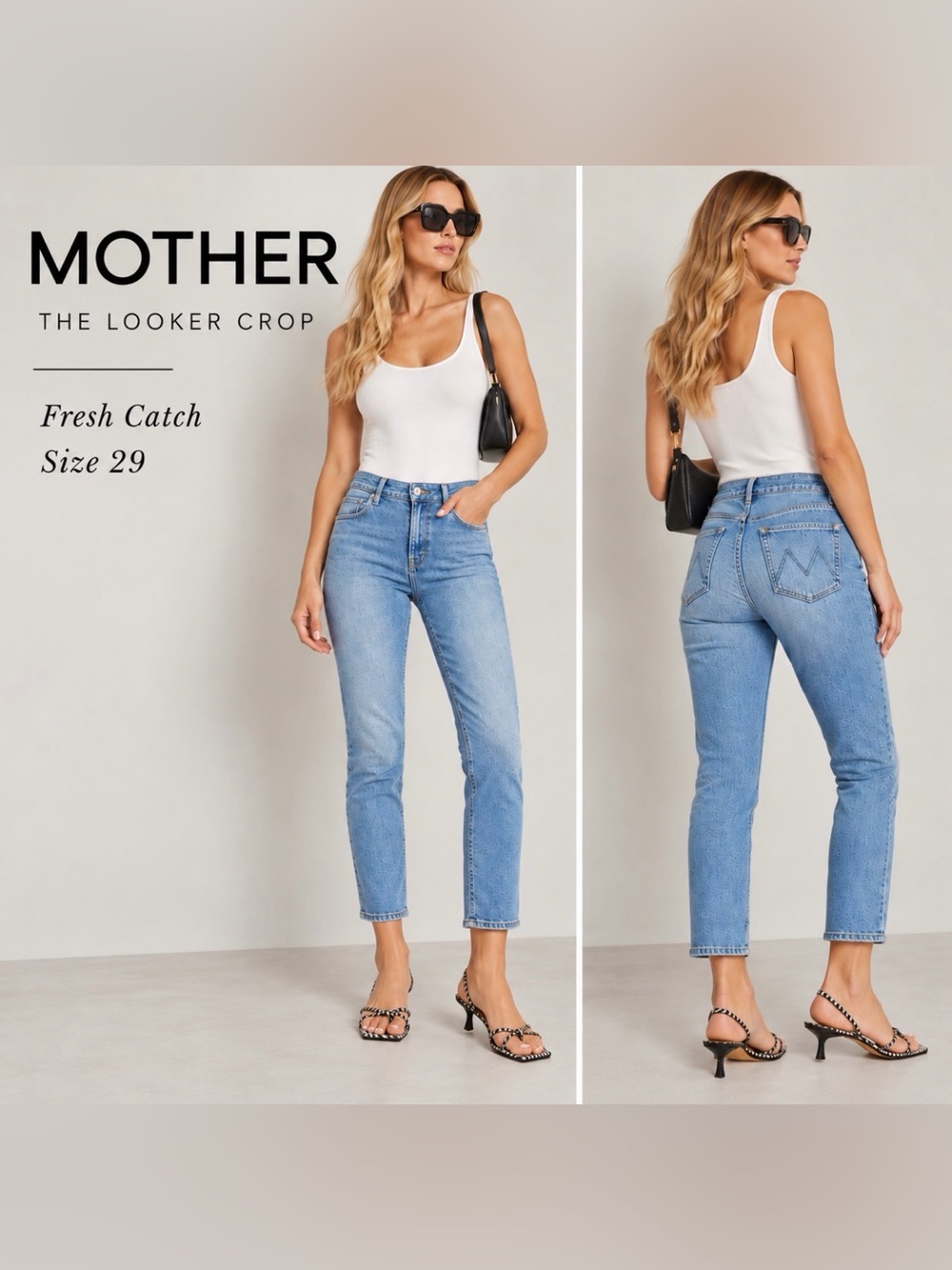 MOTHER The Looker Crop Jeans 29 Fresh Catch Light Wash Skinny Stretch Denim Sexy